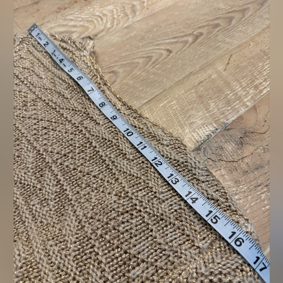 Calypso St Barth cardigan cashmere gold metallic fur cuffs M - Picture 9 of 10